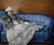 Portrat der Frau Manet auf blauem Sofa Edouard Manet